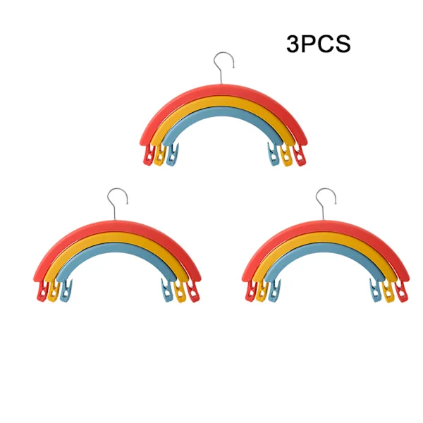 Rainbow Rotating Clothes Rack Multifunctional Three-layer Sheet Drying Rack Seamless Wide Shoulder Hanger 3pcs