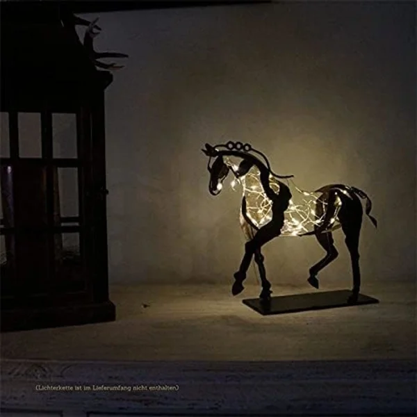 Metal Horse Statue, Gift for Riders, Metal Horse Sculpture, LED Animal Sculpture, Home Decor, Restaurant Decoration, Housewarming Gift-FF-