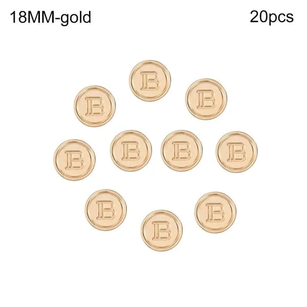 20 stk Metall Bokstav B Knapper Skjorteknapper GULL 18MM20PCS 20PCS