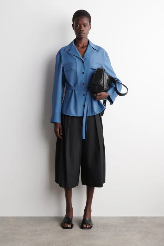 COS Women's Pleated Cotton Culottes in Black