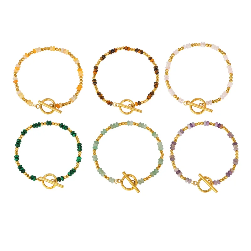AliExpress - Bracelet chaîne Vnox en pierres naturelles avec petites perles intercalaires et fermoirs OT pour femmes, bracelets en améthyste, 
