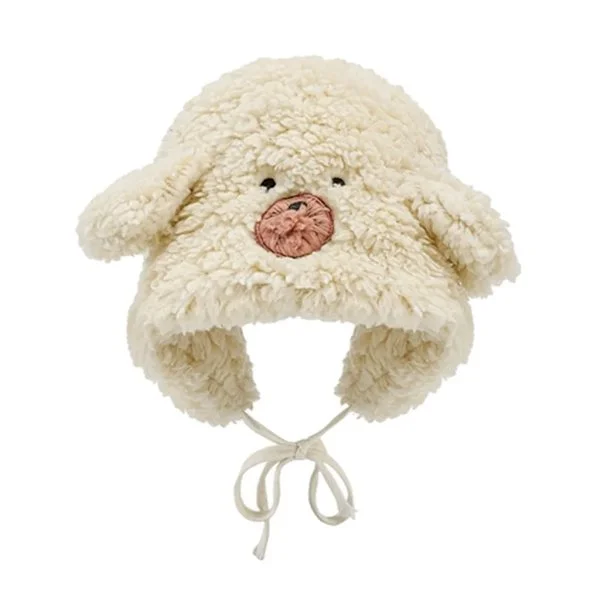 Mössa med björnöron, varm vintermössa, öronvärmarmössa, vindtät mössa, beige
