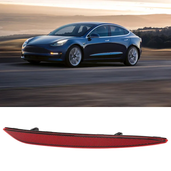 Bakre støtfangerreflektor Rød Linse Bil Hale Reflektor Lys Erstatning for Tesla Model 3 2017 til 2023 Høyre OE: 1077406 00 F