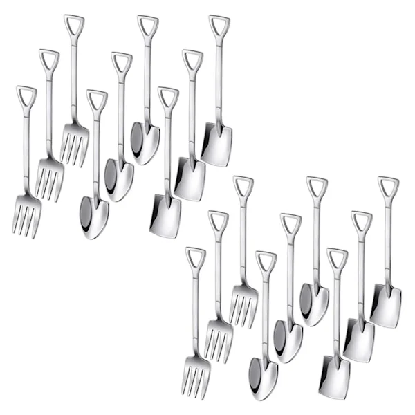 18 delar spade sked gaffel spade kaffesked spade handtag dessertsked glass sked spade