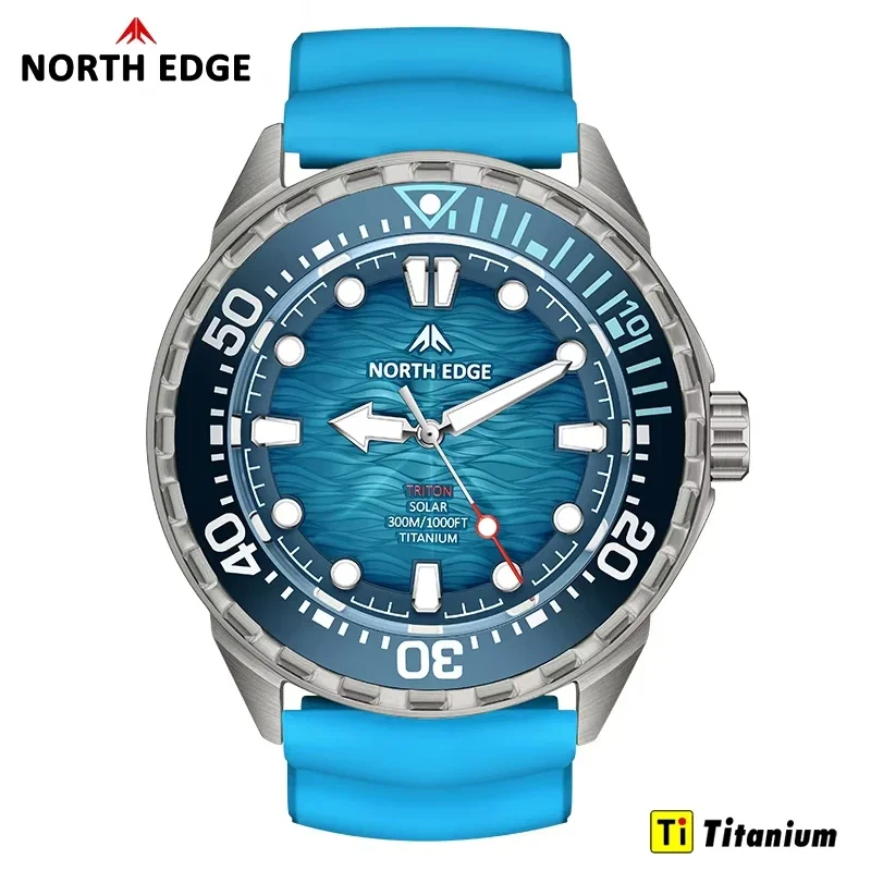 AliExpress - Montre de plongée solaire NORTH EDGE TRITON-TI en titane et acier inoxydable, montre à quartz de luxe pour homme, étanche 300 m, 