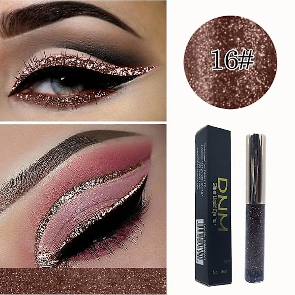 16 Farver Flydende Eyeliner Farverig Glitter Vandfast Langvarig Hurtigtørrende Eyeliner Pen