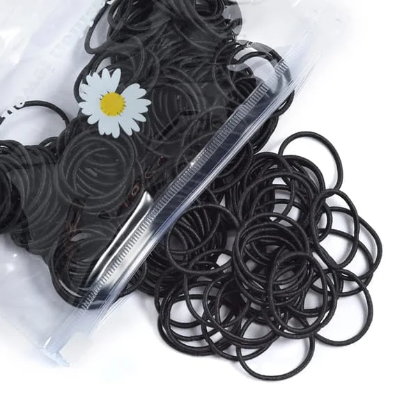 Små hårsnoddar, mjuka och bekväma gummiband, 100 st hårsnoddar, svarta