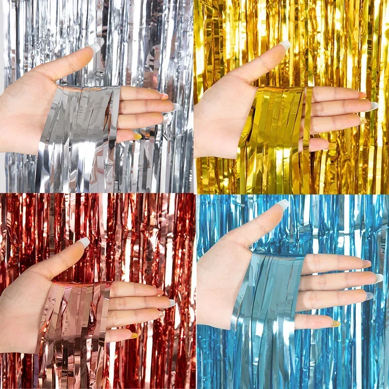 AliExpress - Günstig als Party, Metallic-Lametta-Folie, Fransenvorhänge, Hintergrund für Geburtstag, Silvester, Party, Foto, Hochzeit, Dekoration
