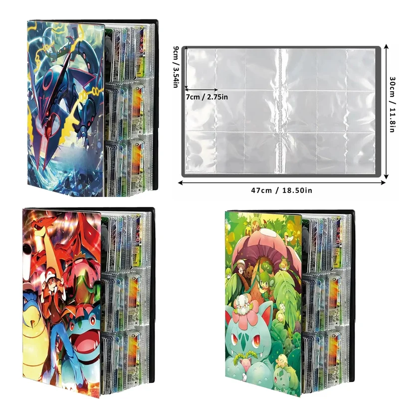 AliExpress - 9-vakjes anime kaartenalbum, houder, map, geschikt voor Pokémon, Yu-Gi-Oh!, TCG-spellen, sport, voetbal, 540 kaarten opbergruimte