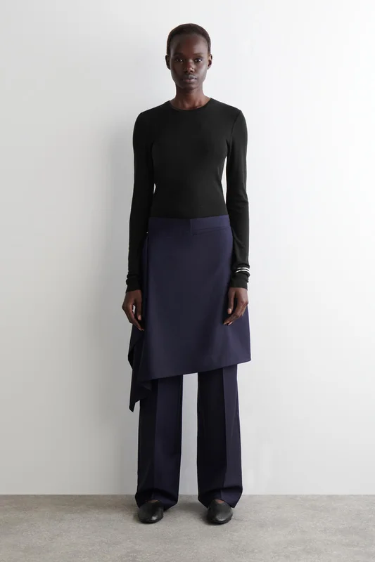COS Women's Wool Skirt Trousers in Navy
