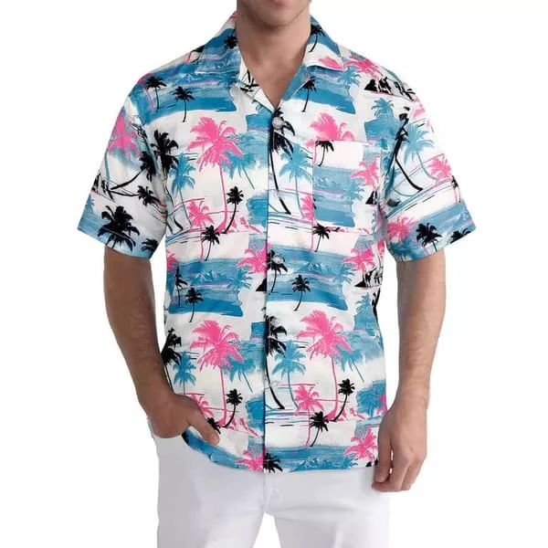 Hawaiisk herrskjorta, kortärmad strandskjorta Q3