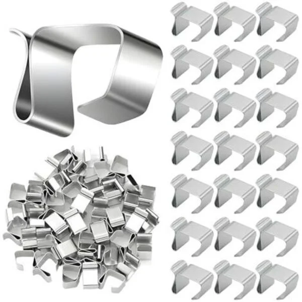 50 takrennekroker for lyslenker, julelys i rustfritt stål, metalltakrennekroker for julelys, minitakrennekroker, små