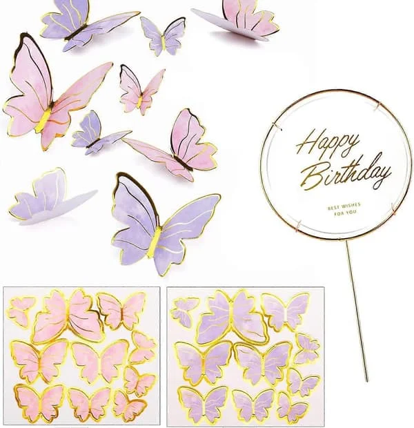 20 st Fjärilar Tårtdekoration, 3D Fjärilar Dekoration Tårta Cupcake Toppers Tårta Födelsedag Flickor Födelsedagsfest Dekoration