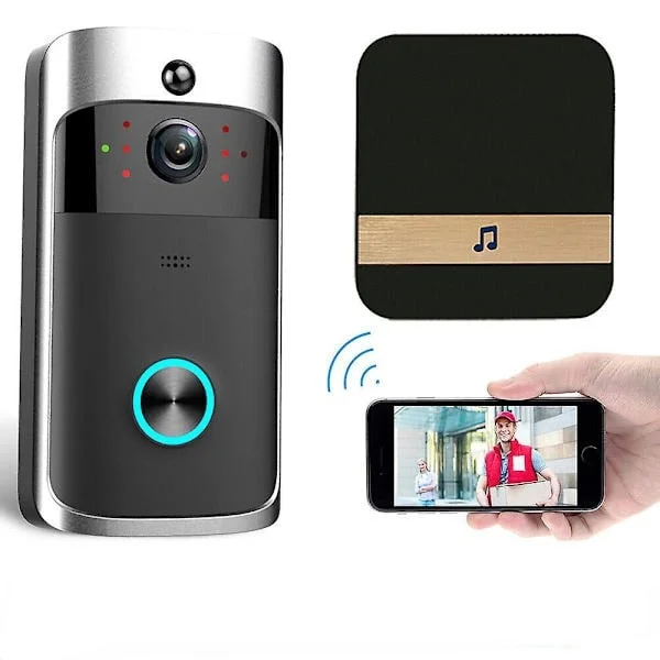 Smart trådlös Wifi Ring Dörrklocka Säkerhetsintercom Kamera Dörrklocka Vit
