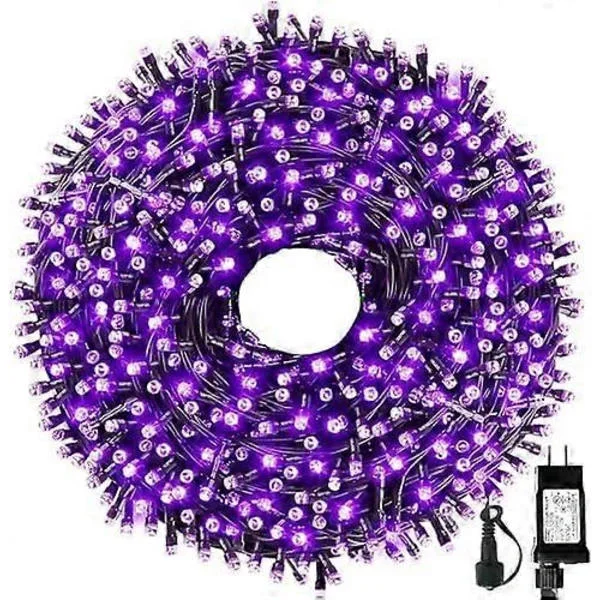 105 jalkaa 300 LED-jouluvalot ulko- ja sisäkäyttöön, jouluvalot joulukuusen valot joulukoristeisiin lomajuhliin, 8 tilaa violetti