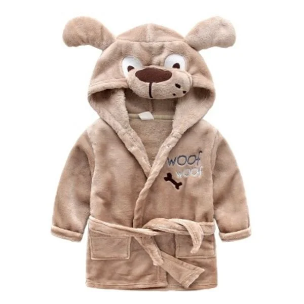 Pojkar flickor pyjamas Baby tecknad pyjamas Vinter huva morgonrock