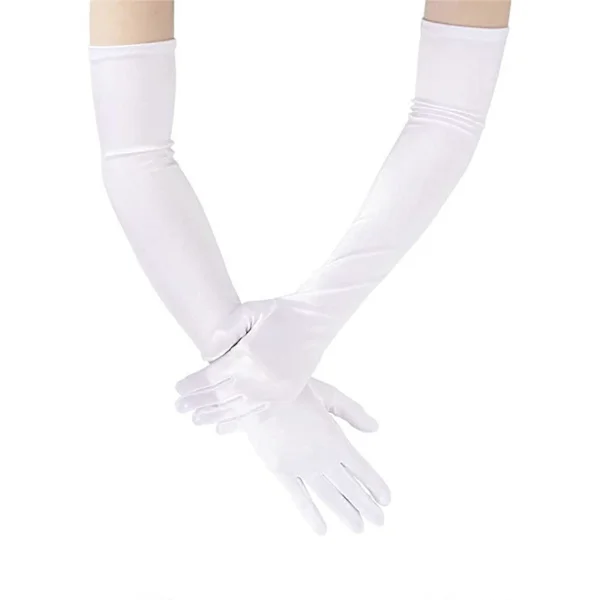 Sateng hansker Bryllupshansker Performance Hansker Bankett Hansker Ball Hansker Sateng Lange Hansker for Kvinner Formelle Danse Hansker Hvit Hvit