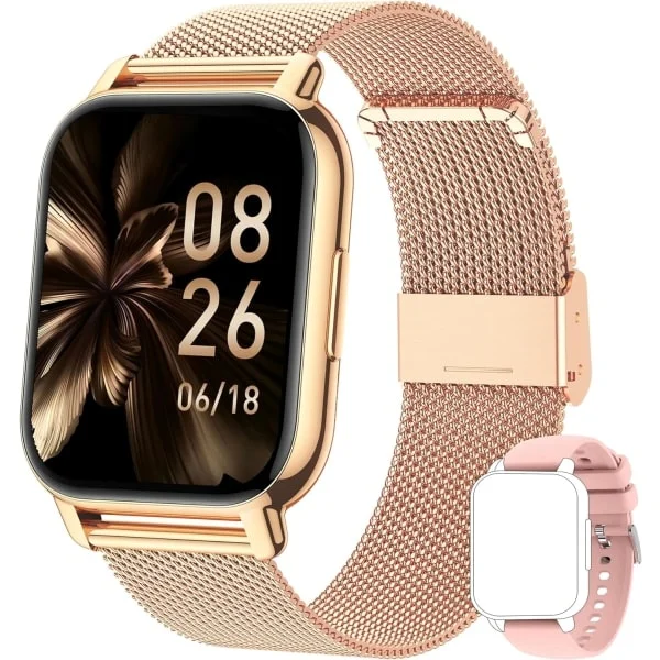 Julegave Smartwatch til kvinder, Opkald/Blodtryk/100+ Sport Smartwatch Android iOS rosa