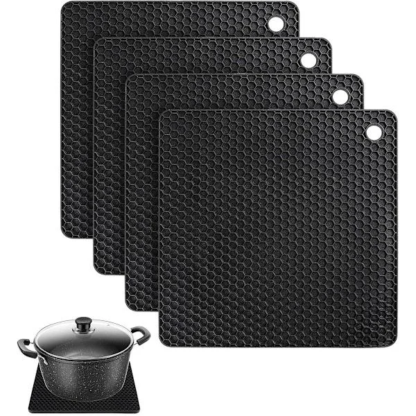Silicone Pot Holders - Set of 4 Heat Resistant up to 240°C, Non-Slip Oven Mitts for Pots and Pans, Kitchen Accessories