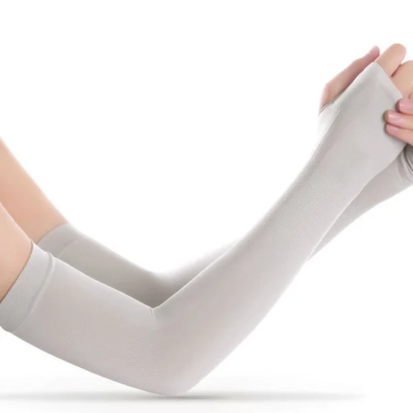 Cooling Arm Sleeves Men Women UV Sun Protection Long Arm Sleeves Protection for Cycling Driving Running Grey Type 2