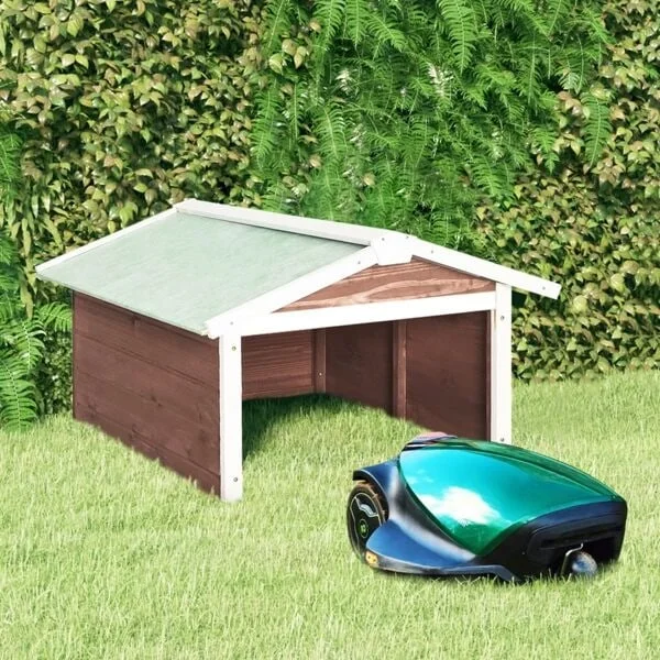 vidaXL Garage för robotgräsklippare 72x87x50 cm mocca och vit granträ