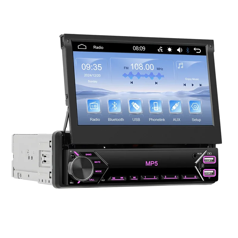 AliExpress - Podofo 1Din Autoradio Radio Einziehbarer Bildschirm unterstützt Mirror Link Bluetooth FM Radio mit EQ USB-Eingang Typ-C-Anschluss