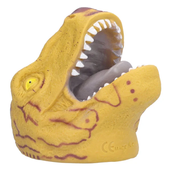 Dinosaur Hand Puppet Realistic Soft Halloween Tyrannosaurus Role Play Toy for Kids Yellow