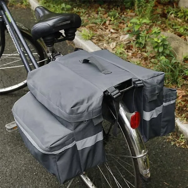 Sykkelveske bagasjebærer, 20L stor sykkelveske, dobbel bakre sykkelveske, vanntett dobbel bakveske, bagasjebærer for sykkel (grå)