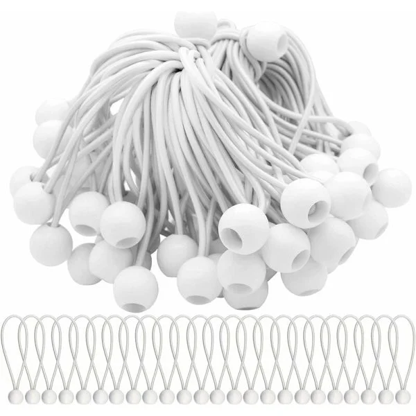 Paket med 50 elastiska spännband med kulor, elastiska spännband, elastiska kulor för partytält, tält, banderoller och presenningar