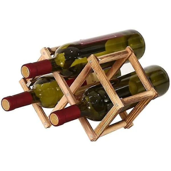 Folding Wooden Wine Rack, Wooden Wine Rack, Diamond Shaped Solid Wood Wine Rack for Home Kitchen, Wine Rack, Bar Counter (3 Bottles)