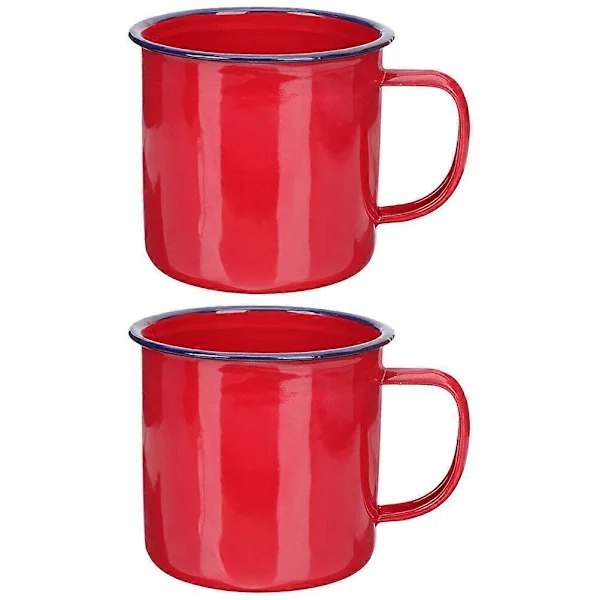 2 st Emaljmugg Emalj Camping Kaffemugg Återanvändbar Emalj Te Vatten Drickkopp