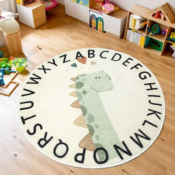 Design-sarjakuva-dinosaurusmatto, pehmeä ja söpö lasten matto lyhytnukkainen lastenhuoneen matto pojille ja tytöille makuuhuoneen matto liukumaton 