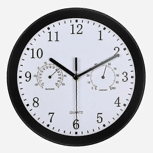 Outdoor Clock Waterproof Garden Clock Waterproof Garden Clocks with Thermometer Hygrometer 10 Inch Metal Retro Wall for Patio Pool Yard Black