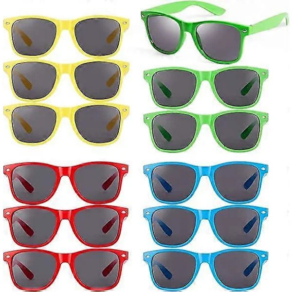 [LCS] 12-pack Multicolor Slotted Glasses for Kids or Adults, Beach and Pool Accessories with UV Protection