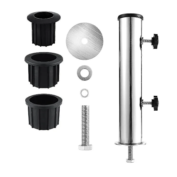 Umbrella Pole Mount Tube Set, Outdoor Parasol Base Holder Insert Tube Sleeve, For Outdoor Gar (Silver Black){JSR}