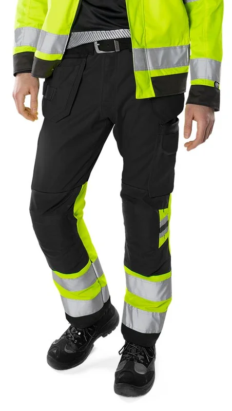 Arbetsbyxor Fristads Herr Varsel Green hantverkarbyxa 2640 GPLU, klass 1, Varsel Gul/Svart Arbetskläder