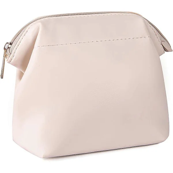 Small Makeup Bags for Women, Elegant Cosmetic Bag for Handbag Lipstick Case, Zipper Pouch, Waterproof Travel Wallet, Mini Makeup Bag, White