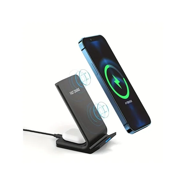 2-i-1 Trådlös Snabbladdare För Telefoner Och Hörlurar Iphone, Samsung, Xiaomi