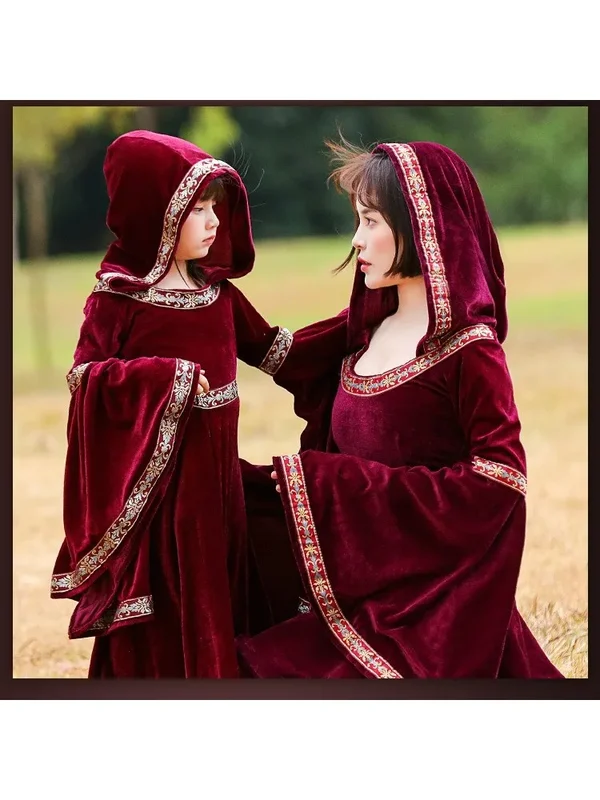 AliExpress - Middeleeuwse retro gotische hoodie heks lange rok luxe dames feestjurk cosplay vampier halloween volwassen kinderen kostuum
