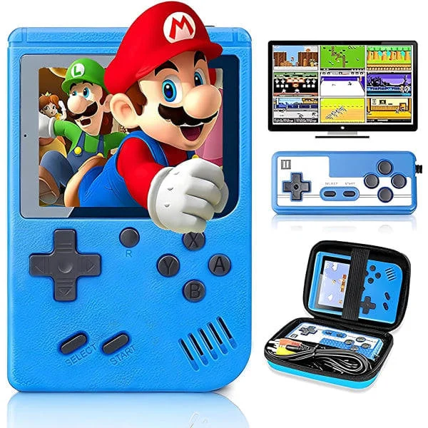 【YD】Retro Handheld Game Console with 400 Classic FC Games - 3.0 Inch Screen Portable Video Game Console (Blue)