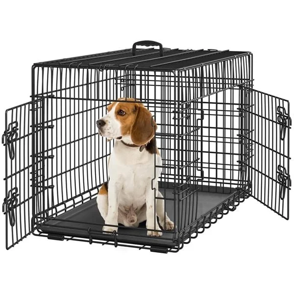 Kjæledyrbur med 2 dører - Svart / hundebur L / transportbur hund