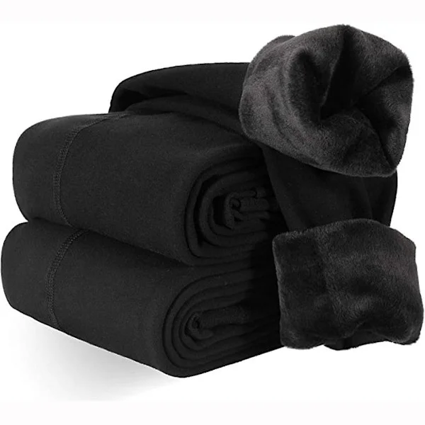 Varma vintertights för dam med elastisk midja, 300g. Mjuka fleecefodrade ull-leggings, mysiga termobyxor för kallt väder