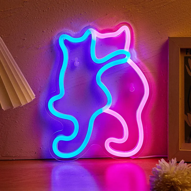 AliExpress - Chi-buy chat LED enseigne au néon USB alimenté enseignes au néon veilleuse 3D mur Art & salle de jeu chambre salon décor lampe signes