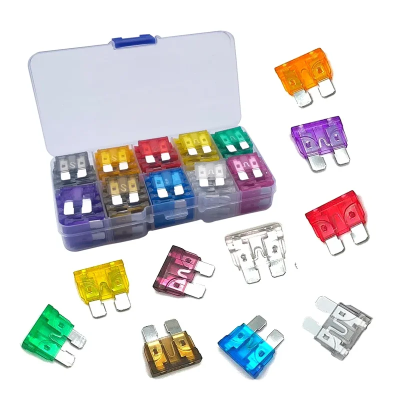 AliExpress - 100 stks Standaard Auto Zekeringen 2A 3A 5A 7.5A 10A 15A 20A 25A 30A 35A Gratis Bijpassende Keuze Auto Zekeringen Blade Zekeringen voor 