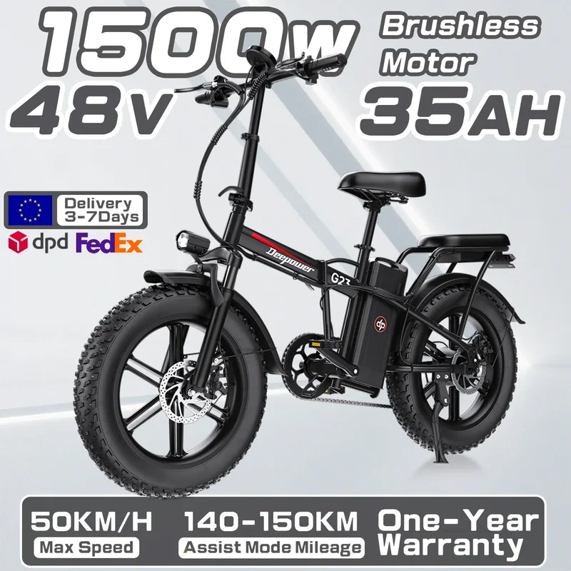 AliExpress - DEEPOWER G23 Electric Bike 1500W Motor 48V 35AH lithium battery Adult Electrical Bicycle 20*4.0 -In Fat Tire Mountain E-bike