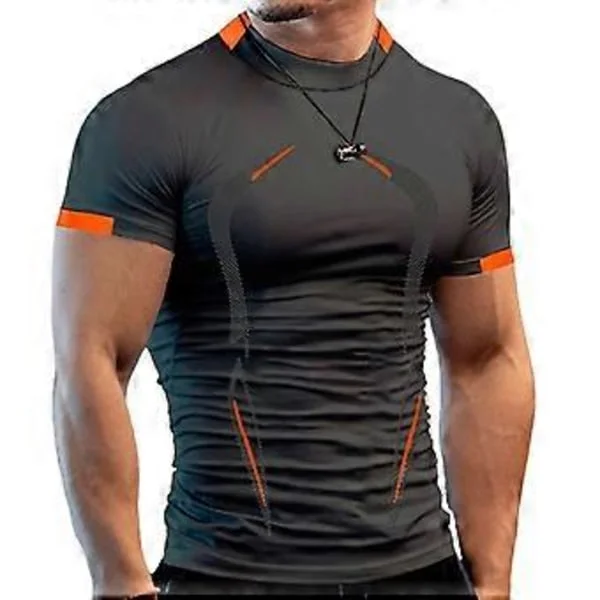 Herre Casual Muscle T-skjorte Fitness Trening Trening Hurtig Tørk Slim Fit Korte Ermer Topper (3XL Mørk Grå)