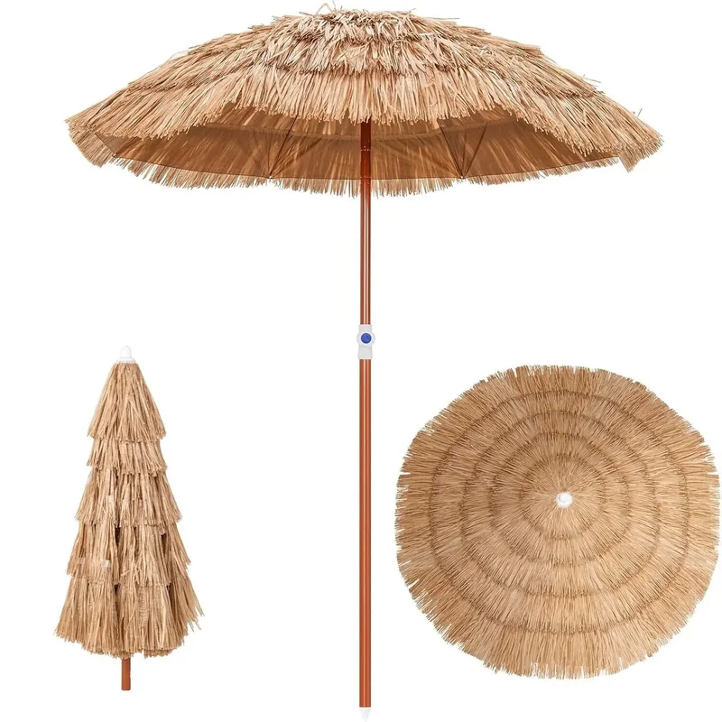 AliExpress - Parasol de plage Hawaï, hauteur réglable, protection UV, parasol en paille, parasol de marché, parasol de terrasse avec sac de transport
