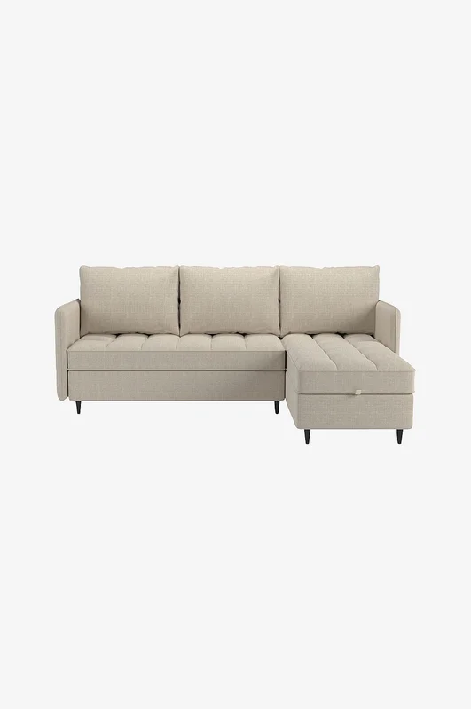 Loft24 - Lindhus 3-personers sofa med opbevaringsplads Vendbar chaiselong i chenille - Hvid - 3-pers sofaer - Fra Homeroom