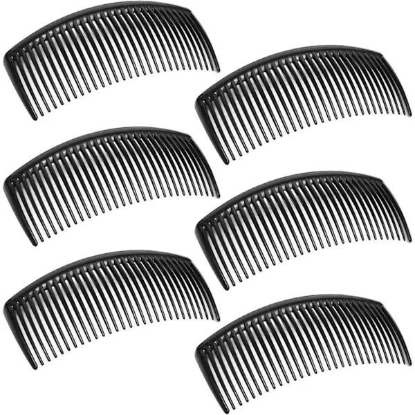 Fransk Twist Kam, Plast Side Hår Kam, Hår Kam Hår Klips Kam For Fint Hår Tilbehør For Kvinner (6stk, Svart)