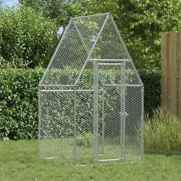 vidaXL Hönsgård silver 100x100x190 cm galvaniserat stål, hönshus, hönsgård, hönshus med hönsgård, koja 172549